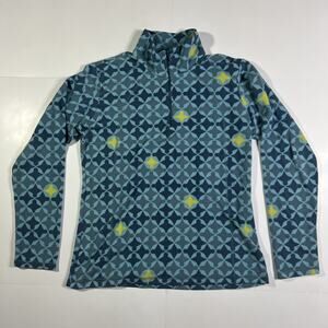 Vintage Columbia Womens Large Blue Fleece Quarter-Zip Pullover Hike Walk Sweater